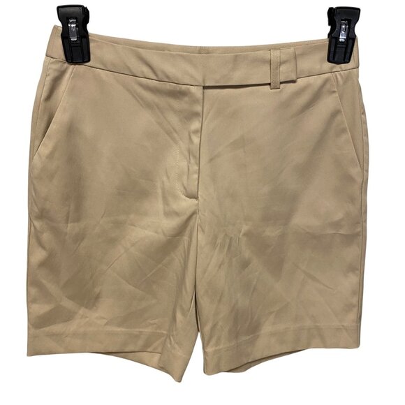 Talbots Womens Stretch Petite Khaki Shorts With Pockets & Belt Loops 6P NWT - Picture 2 of 6